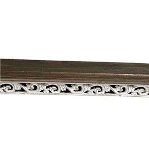 Vintage Farmhouse Style Wood Carved Front White Distressed Paint Shelf